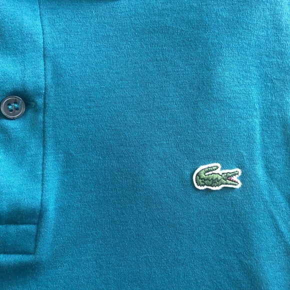 Lacoste Short Sleeve Polo Teal US 3XL EU 8~2 Button Soft Jersey Knit Croc Logo - Picture 6 of 7